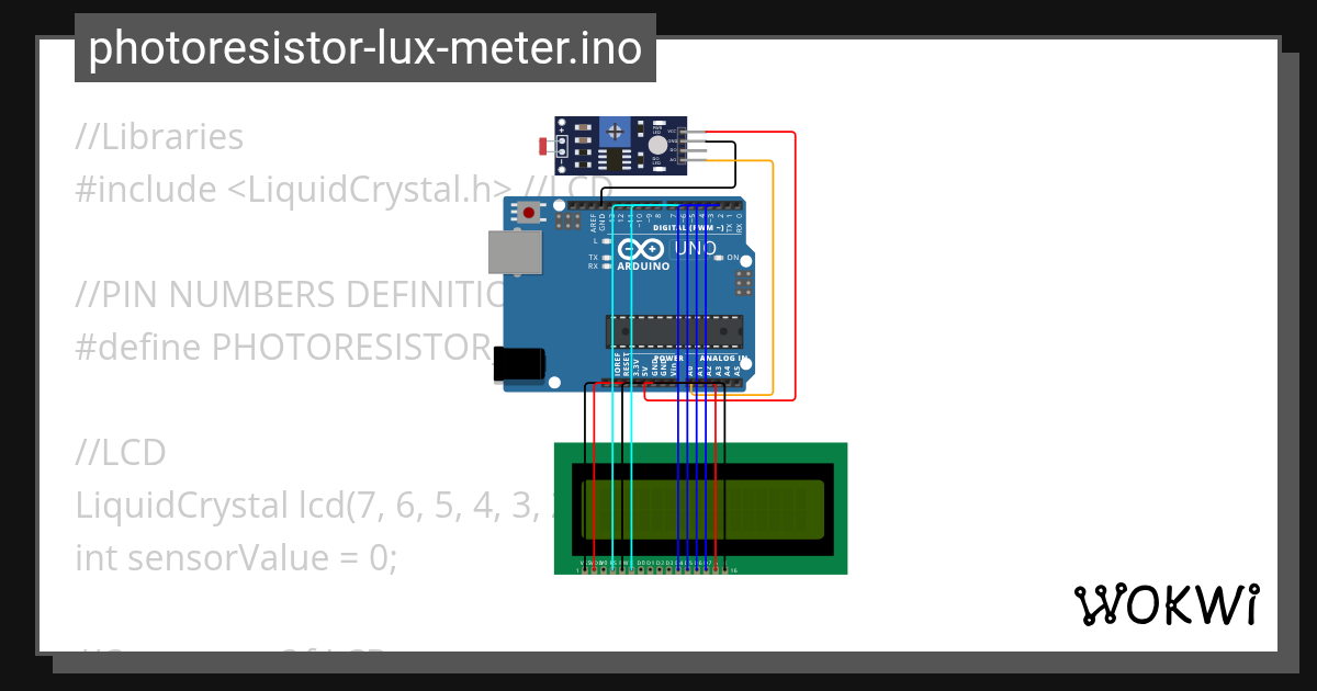 Photoresistor Lux Meter Ino Wokwi Arduino And Esp32 Simulator Vrogue