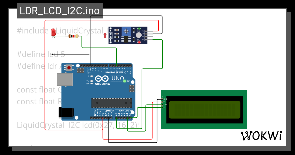 LDR_LCD_I2C.ino - Wokwi ESP32, STM32, Arduino Simulator