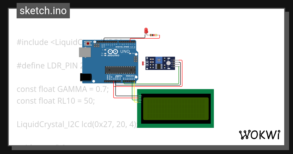 LDR LCD arduino - Wokwi ESP32, STM32, Arduino Simulator