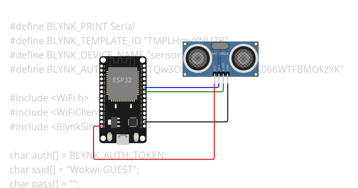blynk sensor ultrasonic simulation