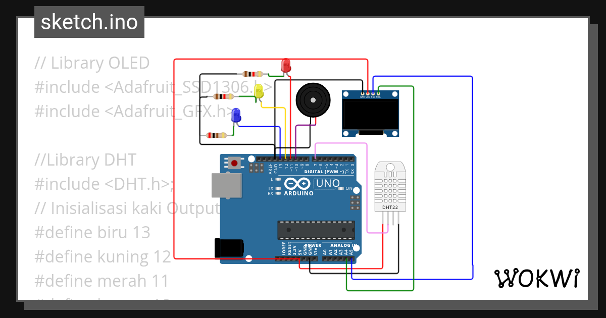 Suhu OLED - Wokwi ESP32, STM32, Arduino Simulator
