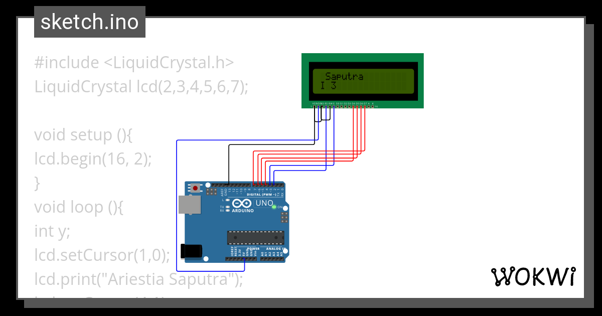 Pembelajaran LCD - Wokwi ESP32, STM32, Arduino Simulator