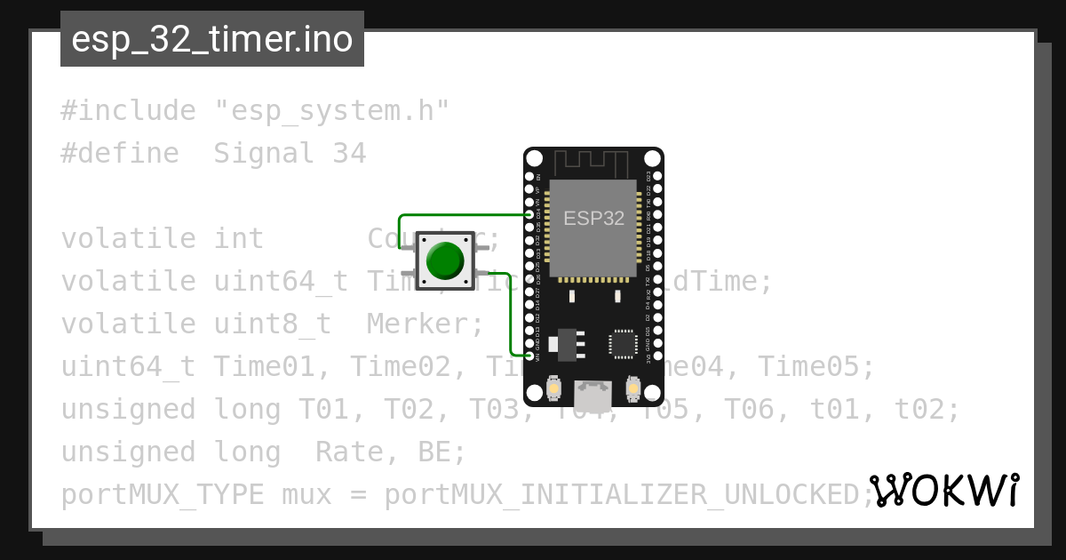 Esp 32 timer ino wokwi esp32 stm32 arduino simulator
