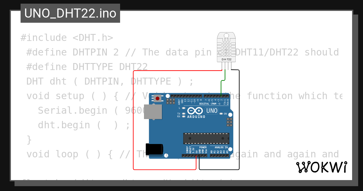 UNO_DHT22.ino - Wokwi ESP32, STM32, Arduino Simulator
