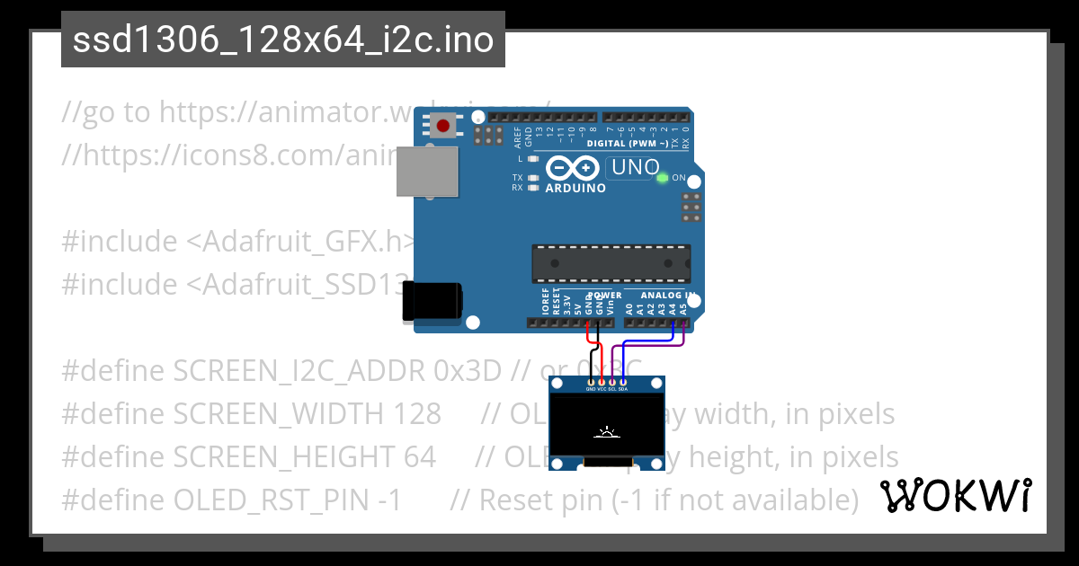 SSD1306_128x64_Animation - Wokwi Arduino and ESP32 Simulator