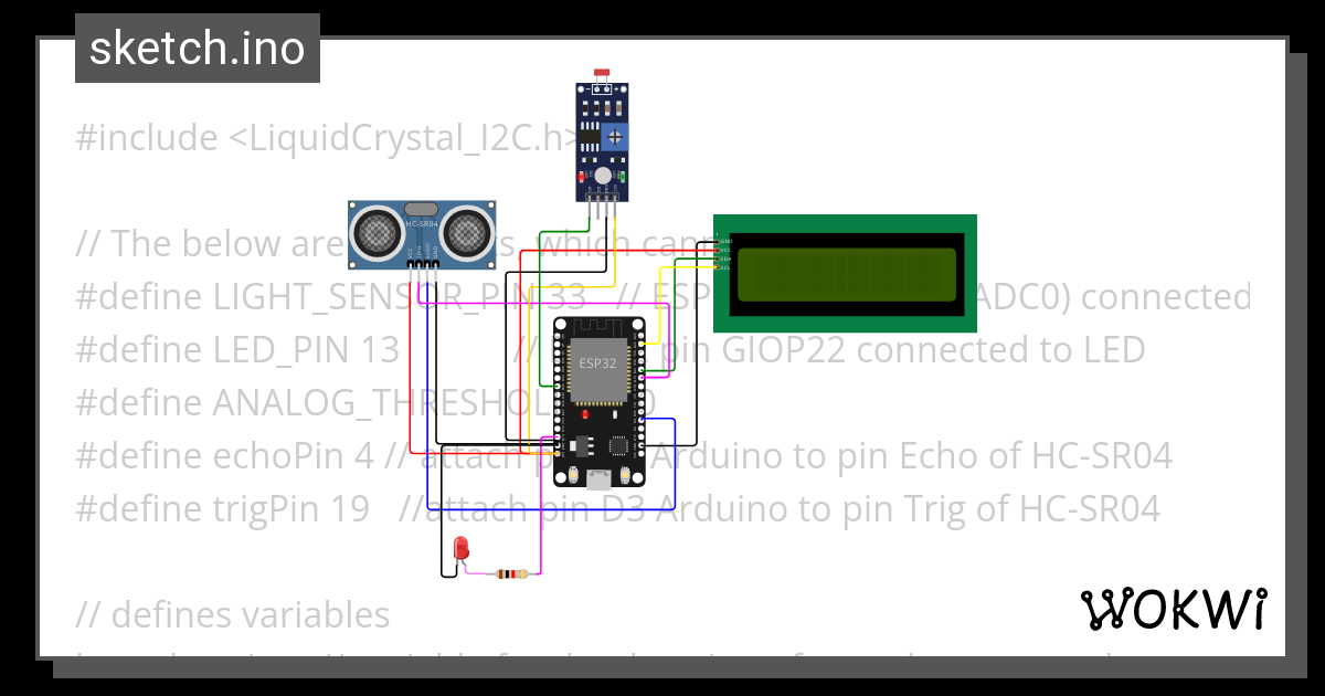 Ultrasonic Lcd And Ldr Wokwi Esp Stm Arduino Simulator