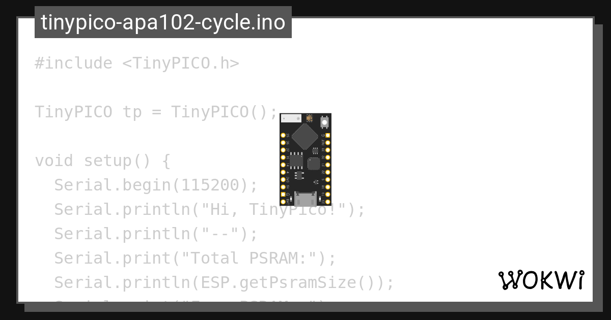 Tinypico apa102 cycle ino wokwi esp32 stm32 arduino simulator