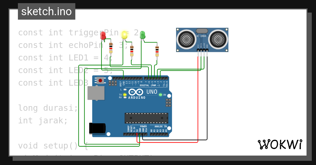 sesnsor ultra sonic satu - Wokwi ESP32, STM32, Arduino Simulator