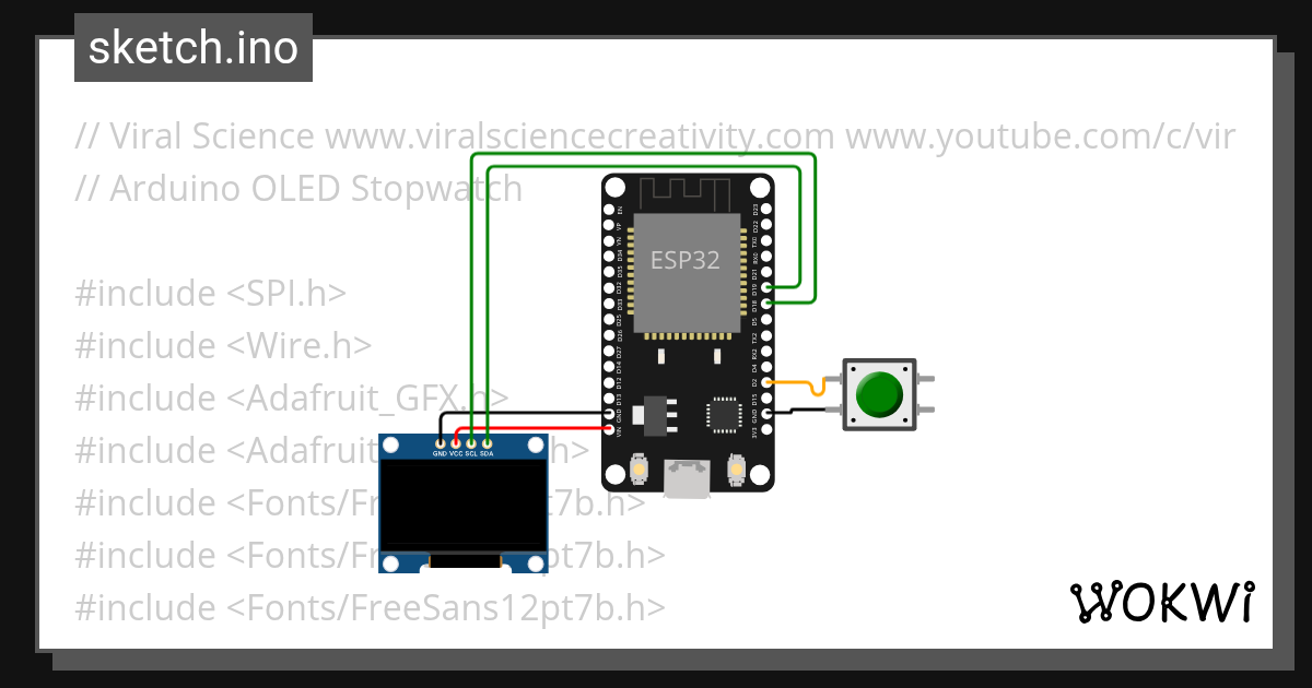 OLED Stopwatch Wokwi ESP32, STM32, Arduino Simulator