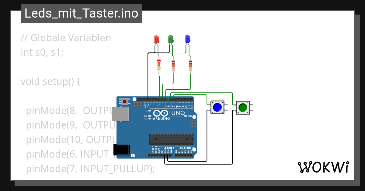 Leds_mit_Taster.ino - Wokwi ESP32, STM32, Arduino Simulator