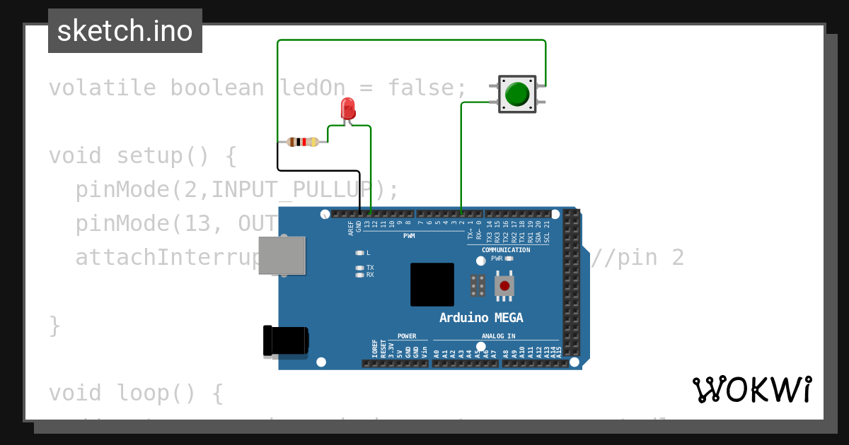 Interrupt example wokwi arduino and esp32 simulator