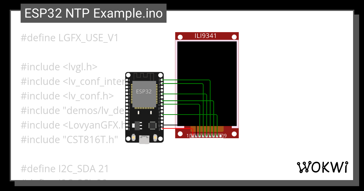 ESP32 NTP Example.ino Wokwi Arduino and ESP32 Simulator