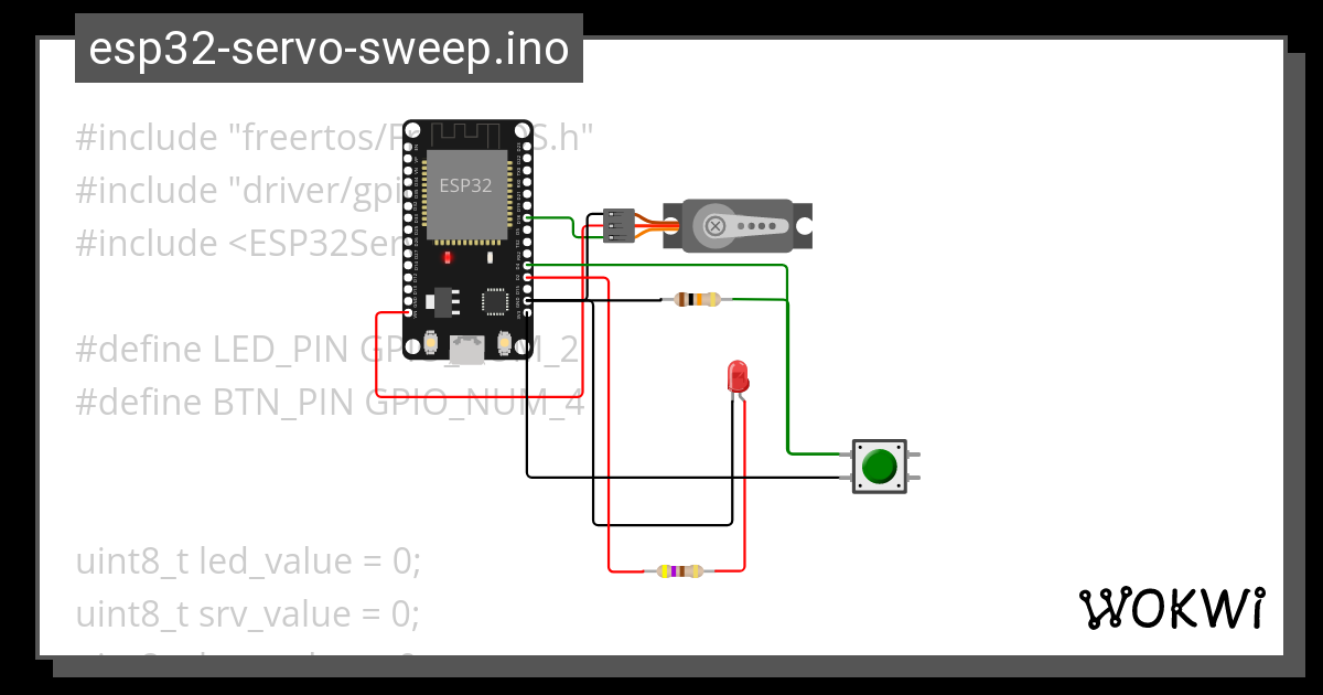 esp32servosweep.ino Wokwi ESP32, STM32, Arduino Simulator