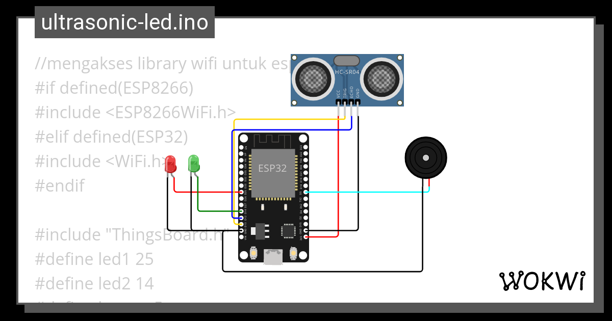 Ultrasonic Led Ino Wokwi Esp Stm Arduino Simulator