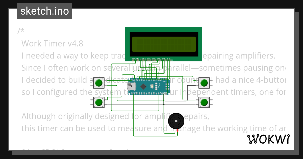 Work Hours Counter Wokwi ESP32, STM32, Arduino Simulator