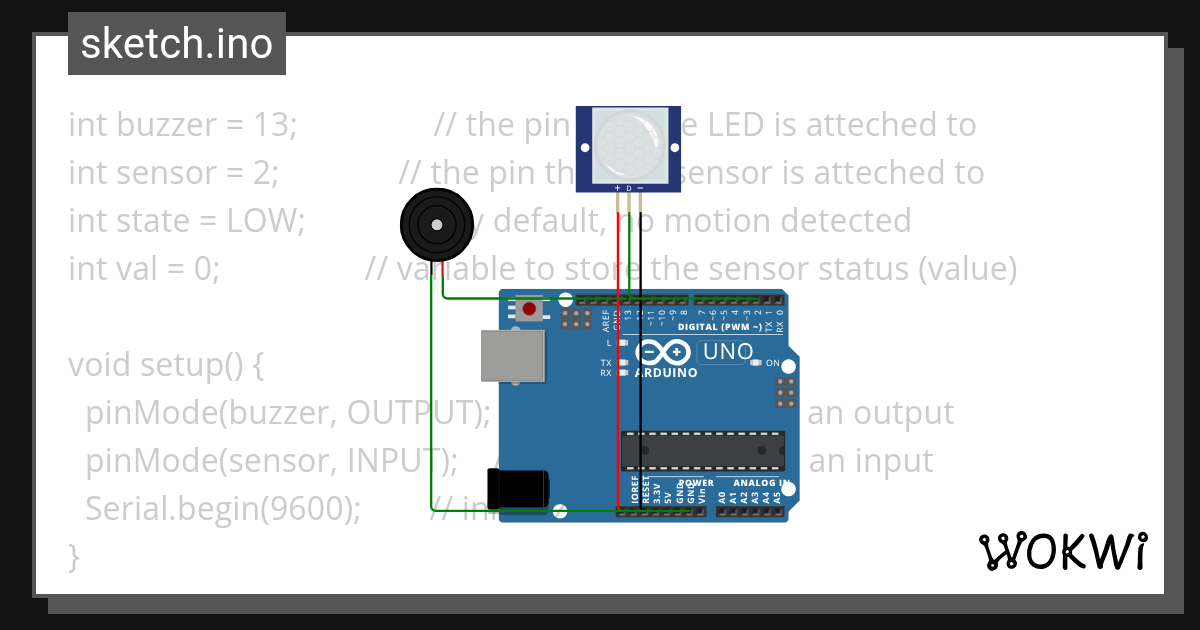 Motion Sensor Wokwi ESP32, STM32, Arduino Simulator