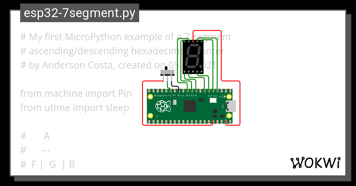 Counter Pico 7 Segment Led Wokwi Esp32 Stm32 Arduino Simulator 8204