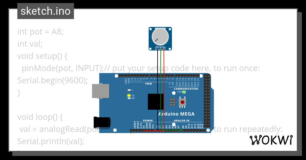 potentiometer only Wokwi ESP32, STM32, Arduino Simulator