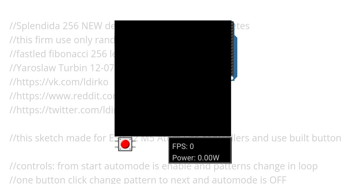 Splendida256 only RANDOM Palletes Firmware esp32AtomLite .ino simulation