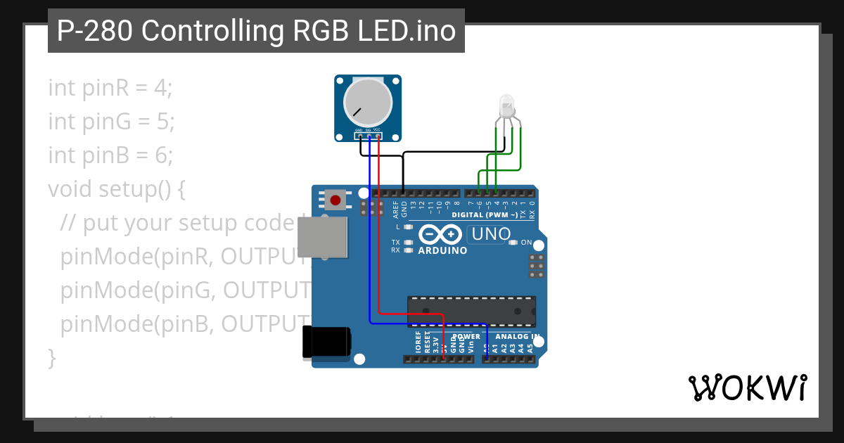 P-280 Controlling RGB LED.ino - Wokwi ESP32, STM32, Arduino Simulator