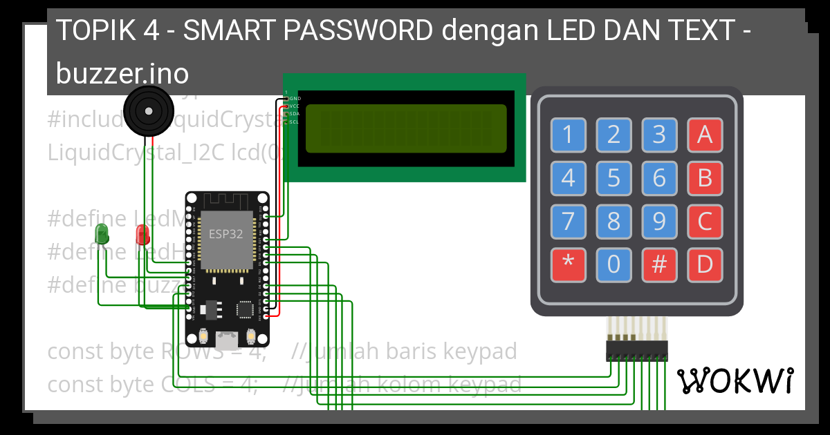 Topik Smart Password Dengan Led Dan Text Buzzer Ino Wokwi Esp Stm Arduino Simulator