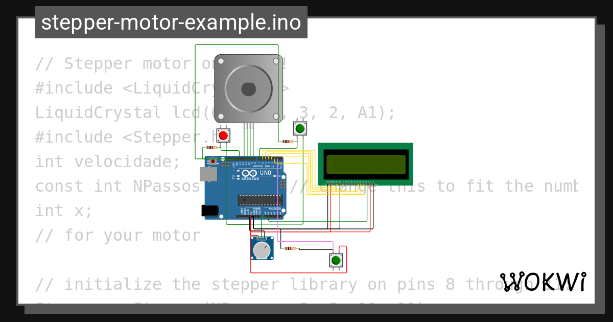 Stepper motor example ino wokwi esp32 stm32 arduino simulator