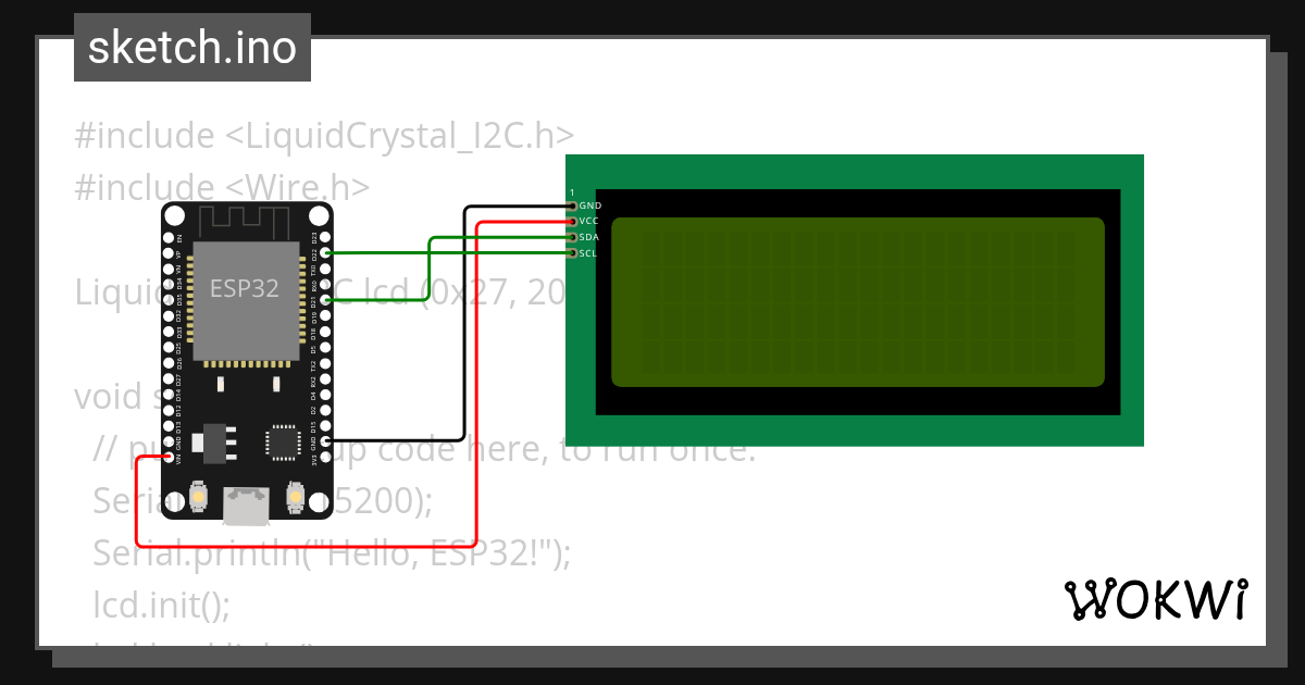 LCD_I2C - Wokwi ESP32, STM32, Arduino Simulator