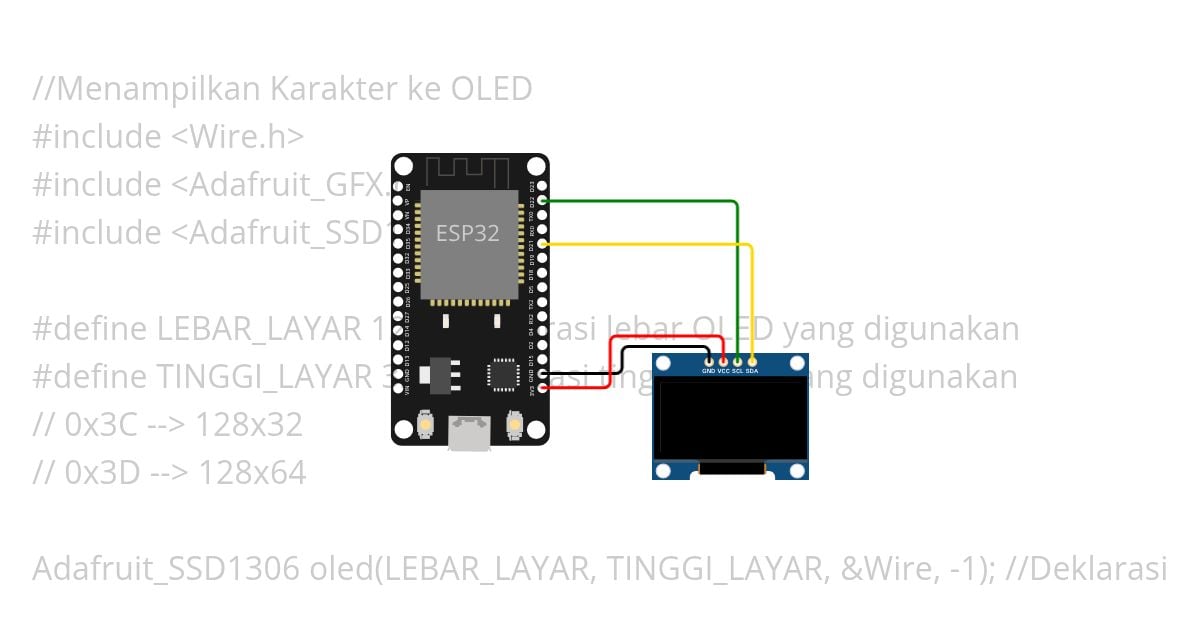 Menampilkan Karakter ke OLED-instruktur.ino simulation