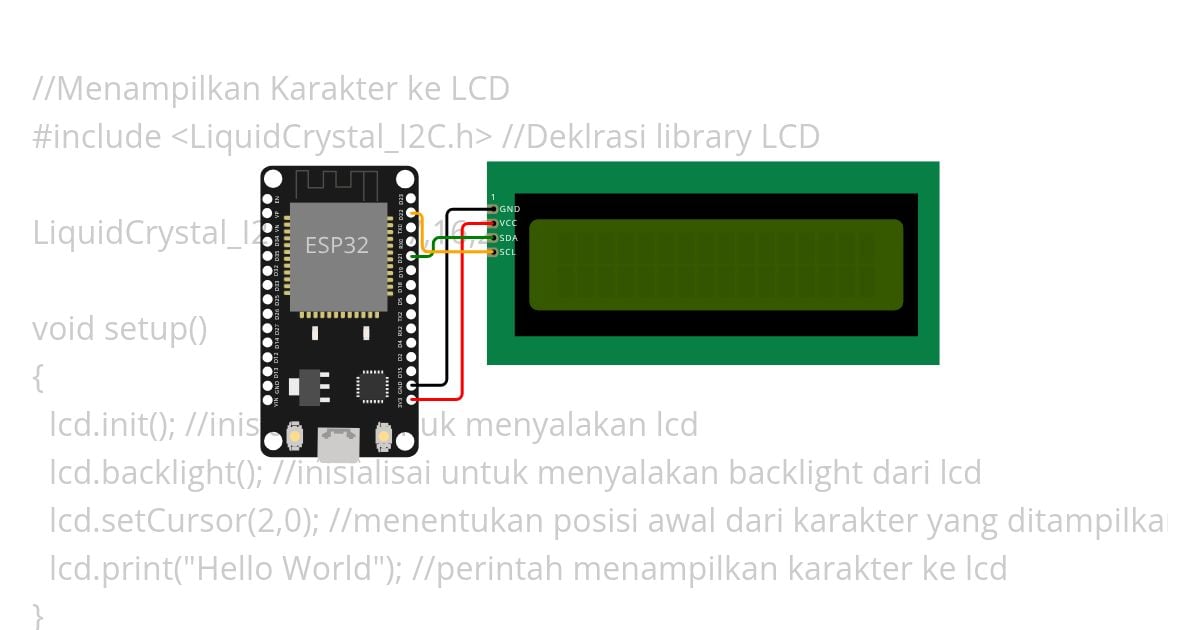Menampilkan Karakter ke LCD-instruktur.ino simulation