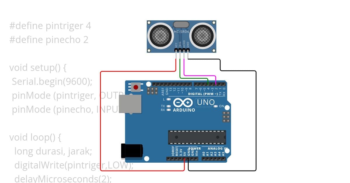 basic ultrasonic.ino simulation