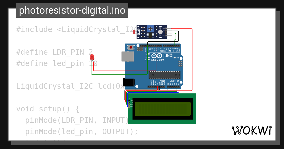 Photoresistor digital ino wokwi esp32 stm32 arduino simulator