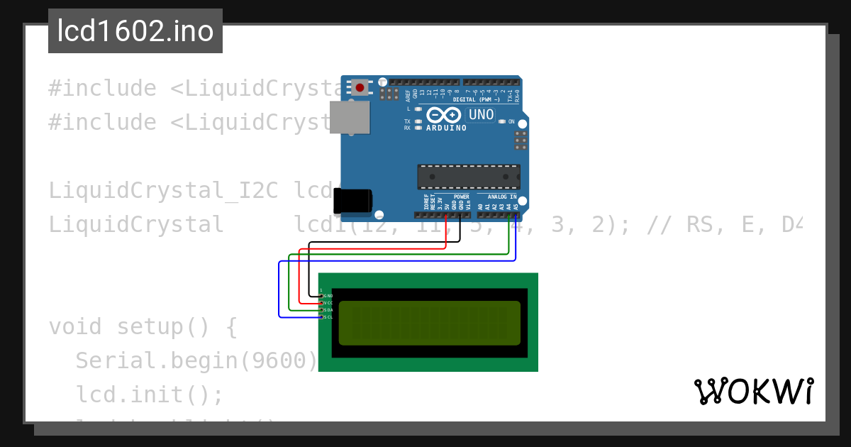 lcd1602.ino - Wokwi ESP32, STM32, Arduino Simulator