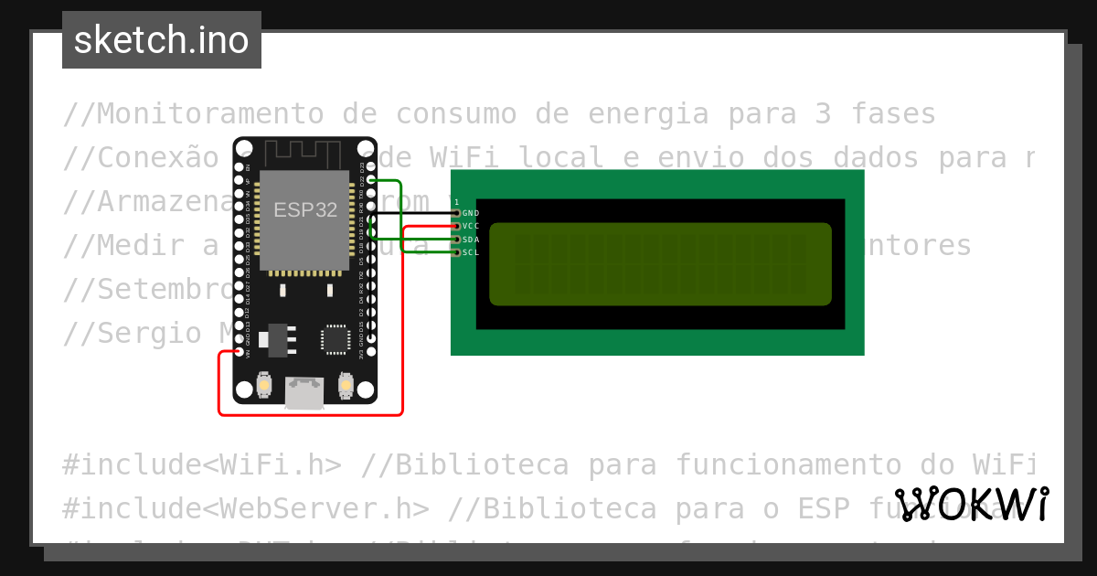 Monitor de energia esp32 ino wokwi arduino and esp32 simulator