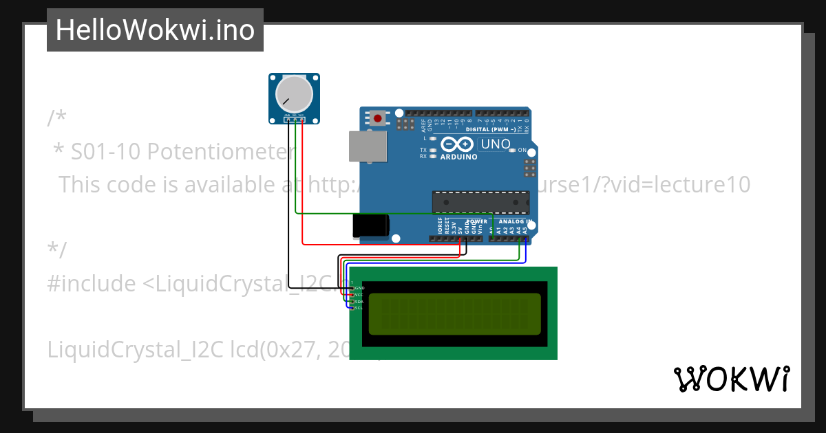 Using Potentiometer reading voltage, Analog and Digital Wokwi Arduino and ESP32 Simulator