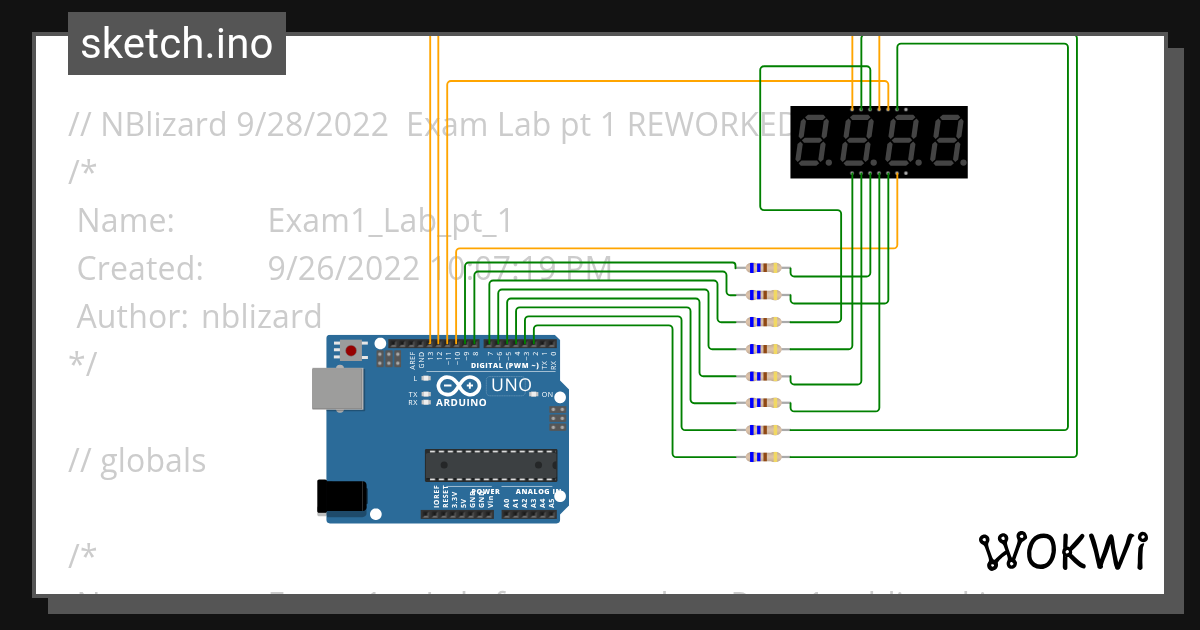 Exam1 pt 1 - template - 7segled without sevseg - Wokwi Arduino and ...