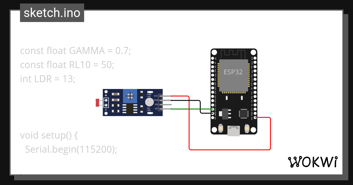 Photoresistor - Wokwi ESP32, STM32, Arduino Simulator