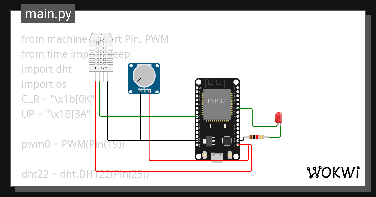 DHT22 WORKING CIRCUIT - Wokwi ESP32, STM32, Arduino Simulator