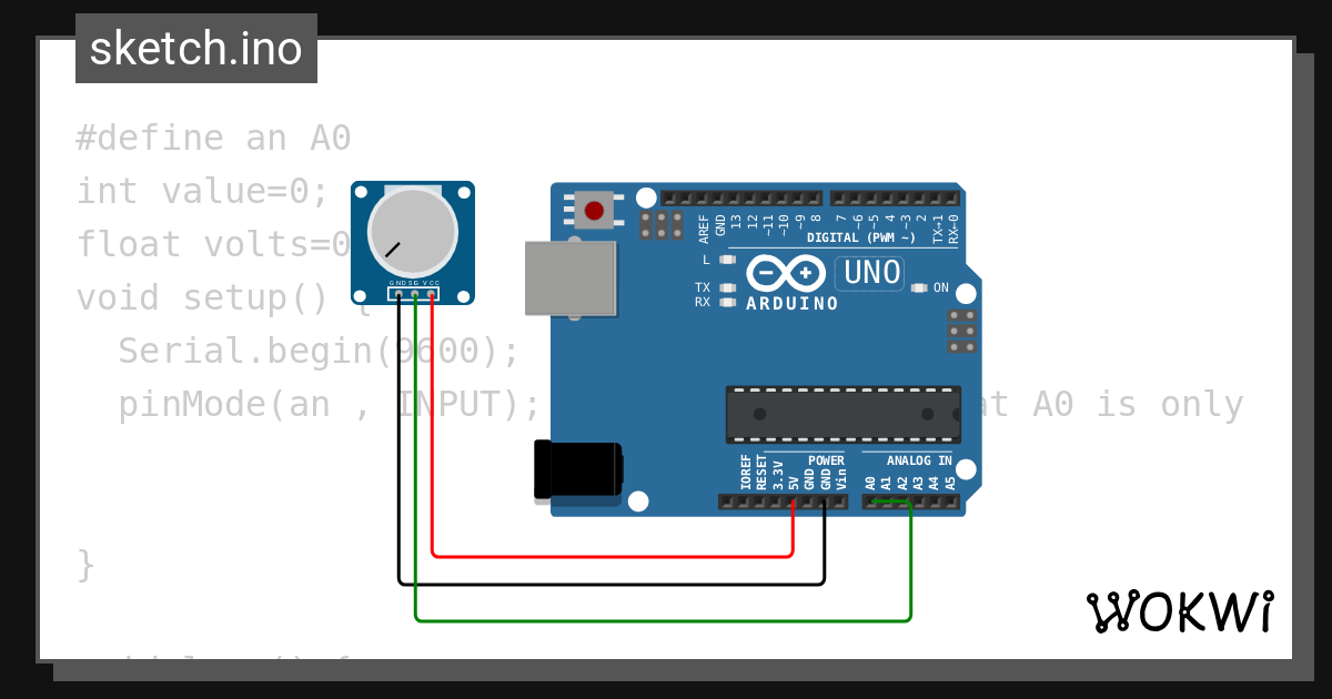 Potentiometer with average - Wokwi ESP32, STM32, Arduino Simulator