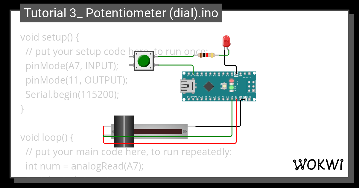 Tutorial Potentiometer Dial Wokwi Esp Stm Arduino Simulator