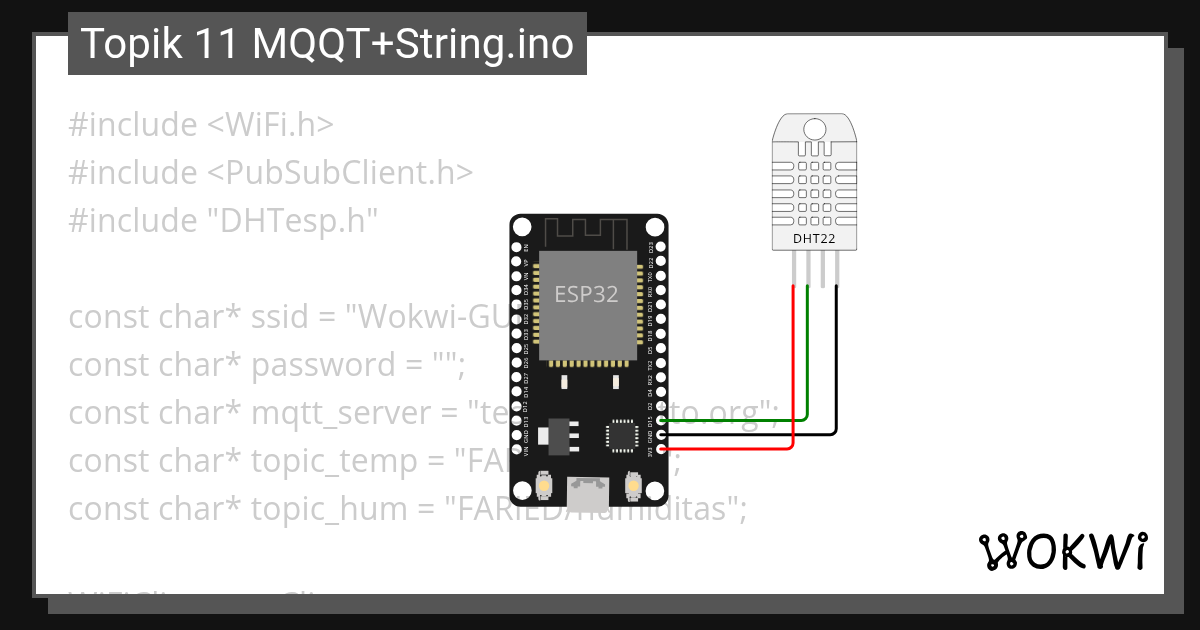 Topik 11 MQQT String ino Wokwi ESP32 STM32 Arduino Simulator