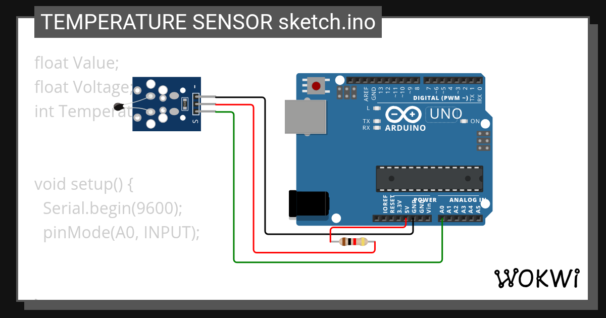 TEMPERATURE SENSOR sketch.ino - Wokwi ESP32, STM32, Arduino Simulator