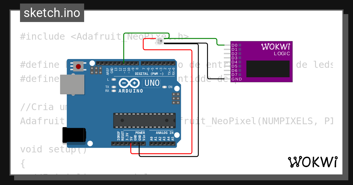 Pcom exerc cio neopixel wokwi esp32 stm32 arduino simulator