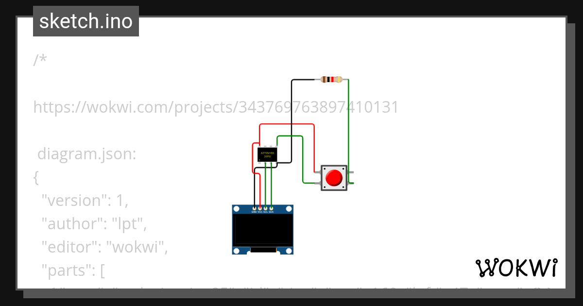 OLED_128x32_BIG_3x8_CHAR - Wokwi Arduino and ESP32 Simulator image.