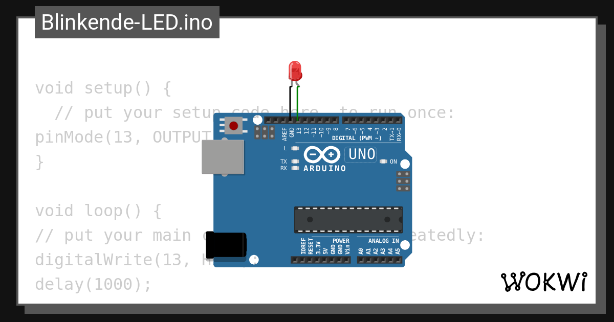 Blinkende led ino wokwi esp32 stm32 arduino simulator