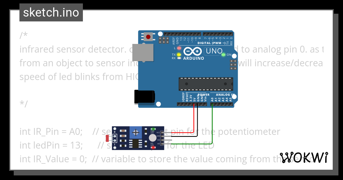 infrared sensor detector.ino - Wokwi ESP32, STM32, Arduino Simulator