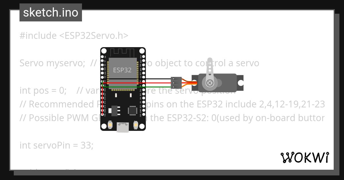 ESP32_Servo.ino Wokwi ESP32, STM32, Arduino Simulator