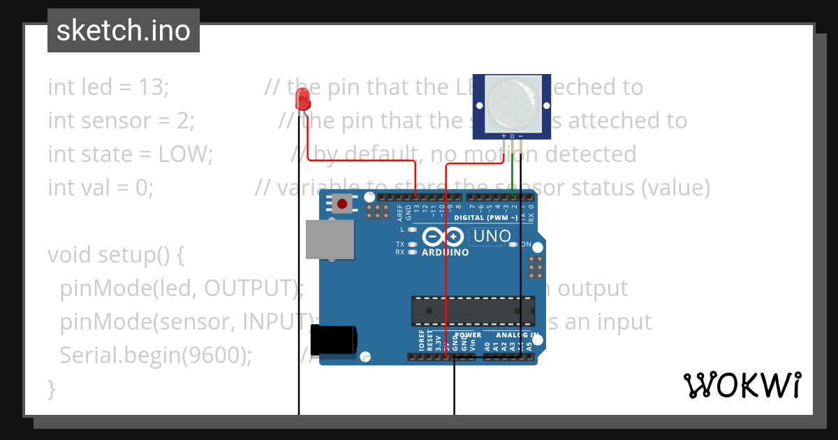 PIR MOTION SENSOR - Wokwi ESP32, STM32, Arduino Simulator