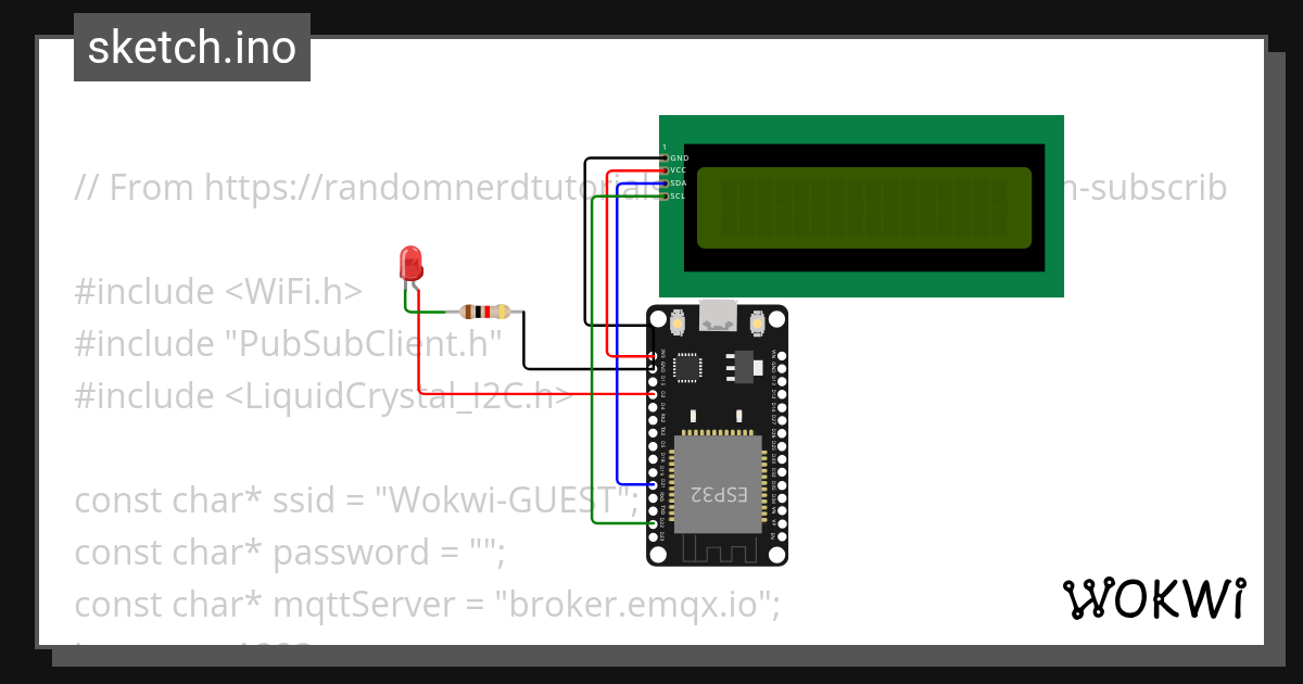 LCD MQTT - Wokwi ESP32, STM32, Arduino Simulator