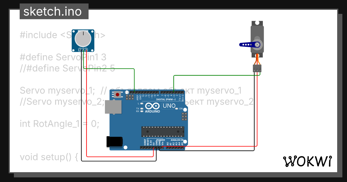 Potenciometr + Servo - Wokwi ESP32, STM32, Arduino Simulator