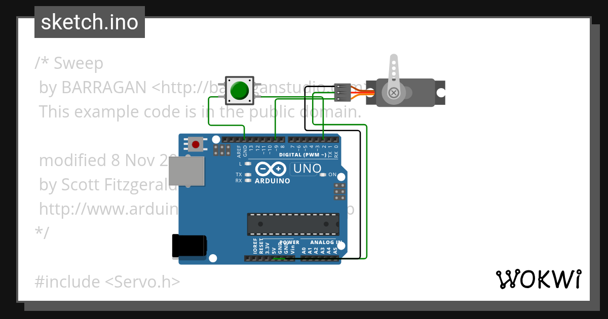 Spinning Servo Wokwi ESP32, STM32, Arduino Simulator